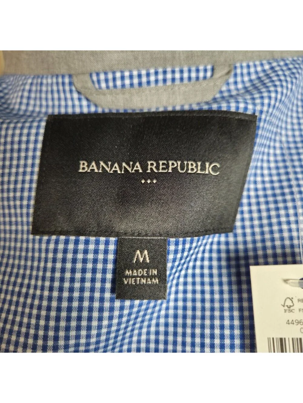Banana Republic Performance Zip Jacket Medium Gray Lightweight Made In Vietnam
